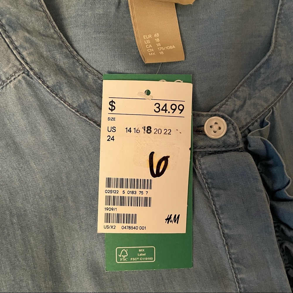 H&M Light Blue Ruffle Front Button-Down Blouse - Picture 6 of 6